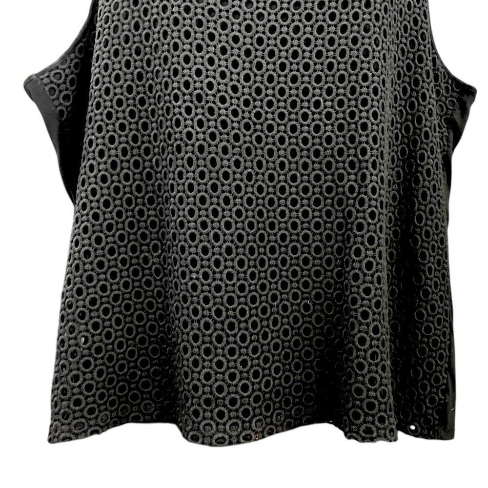 Talbots Women's Black Embroidered Lace Overlay Sleeveless Blouse SZ 3X - Picture 4 of 7